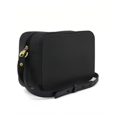 Imagem de Bolsa Transversal de Couro Sintético, Alça Ajustável com Fecho Dourado, Disponível em Marrom e Preto (preto)