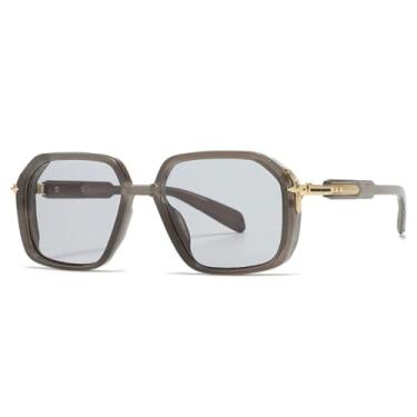 Imagem de JRLLFD Armação de óculos de sol retrô masculino com decoração de perna de metal (cinza)