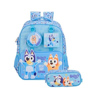 Imagem de Mochila de Costas Estojo Duplo Bluey Youtuber Infantil