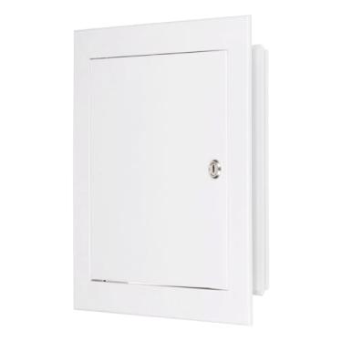 Imagem de PATIKIL Painel de acesso para drywall 22 x 23 cm, moldura de alumínio, portas de acesso para encanamento com trava de came para teto de parede, branco