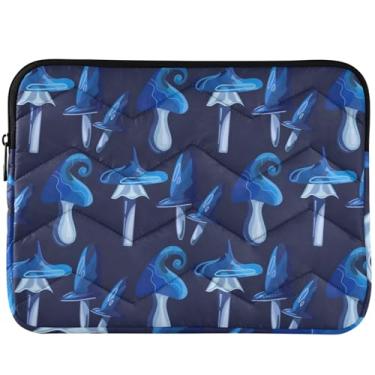 Imagem de Capa para notebook azul escuro cogumelo fofa capa para notebook animal floral acolchoado universal 13 polegadas laptop 14 polegadas