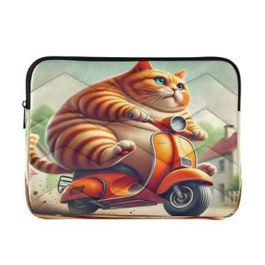 Imagem de Bolsa masculina de gato gordinho laranja para laptop, média à prova de choque, bolsa de trabalho feminina de 33 a 13,3 cm