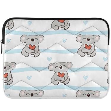 Imagem de Linda capa acolchoada com coração de urso coala para laptop capas de computador padrão acessórios de computador capa para laptop universal 13 polegadas 14 polegadas