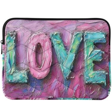 Imagem de Capa para notebook Love Word Pastel Colors Valentine capa acolchoada para notebook estética e bufante capa universal para laptop de 13 e 14 polegadas