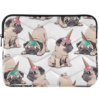 Imagem de Capa para notebook fofa cachorrinhos Pugs Dog capa para notebook universal de 13 a 14 polegadas acolchoada para MacBook Pro 14 polegadas