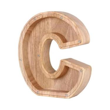 Imagem de Cofrinho De Madeira Com Letras Do Alfabeto Inglês, 26 Letras, Caixa De