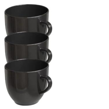 Imagem de Jogo 6 3 Xicaras de Café Chá Porcelana 170 ml (sem pires) - Rosa Amarela Branco Preto Chicara Xicara (Xicara Preta 3 un)