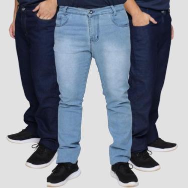 Imagem de Kit 3 Calça Jeans Masculina 58 ao 62 Plus Size Lycra - GIP ECOMMERCE, 