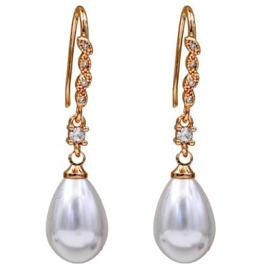 Imagem de Vuskdtei Brincos femininos banhados a ouro 18 K, brincos hipoalergênicos de zircônia cúbica, brincos elegantes para lustre, joias modernas, One Size, Latão, Zircônia cúbica