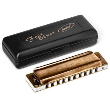 Imagem de Gaita hering diatonica free blues bronze edition c do bz7020c com case