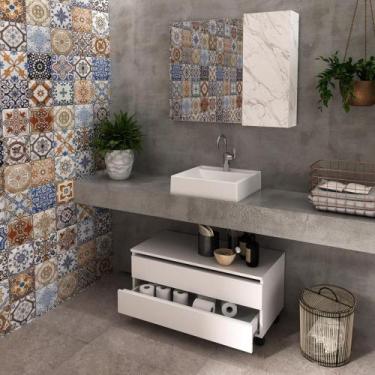 Imagem de Kit Gabinete Branco e Espelheira Mármore Branco - Tecno - Tecno Mobile