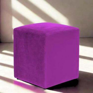 Imagem de Puff quadrado em MDF e Estofado em Veludo suporta até 150kl sala，quarto，pufe，puff redondo(pink)