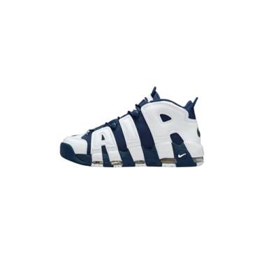 Imagem de Nike Tênis masculino Air More Uptempo, Branco/Azul Marinho Meia-Noite/Ouro Metálico/Vermelho Universitário, 41