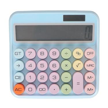 Imagem de Calculadora colorida de 12 dígitos, teclado mecânico, calculadora eletrônica de mesa para casa, escola, escritório, abs, retrô, layout de chave redonda (Azul celeste)