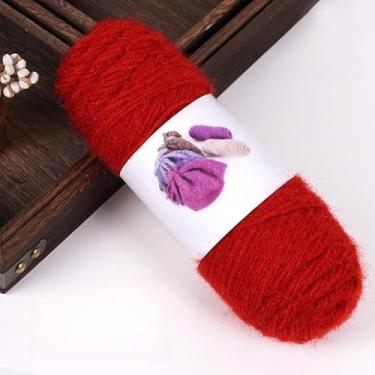 Imagem de novelos de lã de peso médio – fio de tricô macio brilhante para chapéus, cachecóis e xales, suprimentos de artesanato (vermelho)