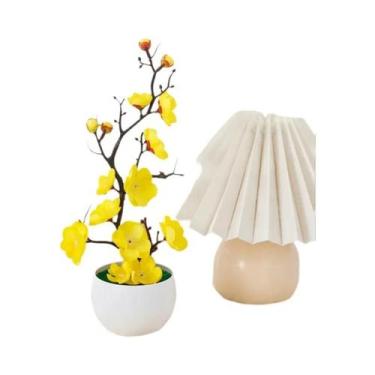 Imagem de Bonsai De Flor De Ameixa De Seda Artificial Em Vaso, Ramo De Simulação