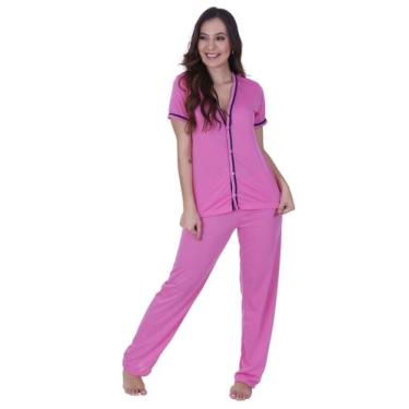 Imagem de Pijama Longo Americano Botão Amamentação -c13 VANESSA, Rosa, G