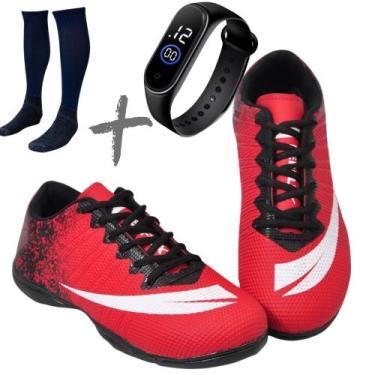 Imagem de Chuteira Futsal Quadra Adulto Infantil Meião E Relogio Colada e Costur