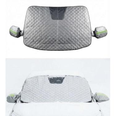 Imagem de Capa de para-brisa para gelo e neve - Tecido Oxford resistente atualizado 2026, não obstrui a câmera do painel, resiste a ventos de 10 níveis, serve na maioria dos carros, caminhões, vans, SUVs