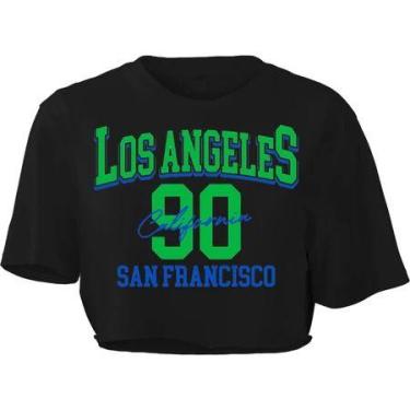 Imagem de Cropped Feminino 100% Estampa Tendência Verão los angeles - loja dinka