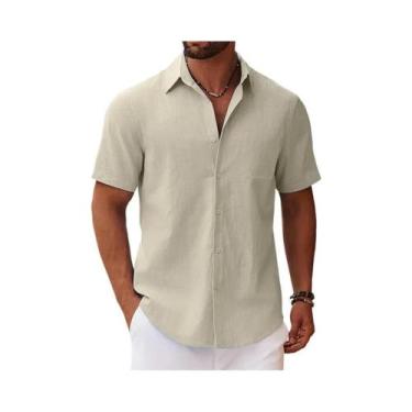 Imagem de Camisa Masculina Leve De Manga Curta Para O Verão Com Bolso No Peito, 