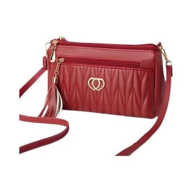 Imagem de Bolsa Transversal Feminina De Grande Capacidade Em Couro PU Com Zíper,