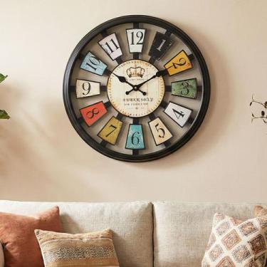 Imagem de Relógio De Parede Preto Vazado Decoração Vintage Retrô 35cm - Genérico
