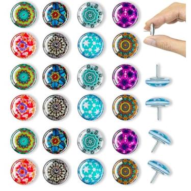 Imagem de Alfinetes, tachas de polegar para quadro de avisos, pinos e tachinhas decorativas de vidro, tachinhas de cortiça, tachinha fofa para decoração de escritório, decoração de classe, acessórios de