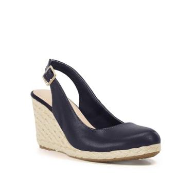 Imagem de Coutgo Sandália feminina de salto plataforma com bico fechado, Azul marinho, 38