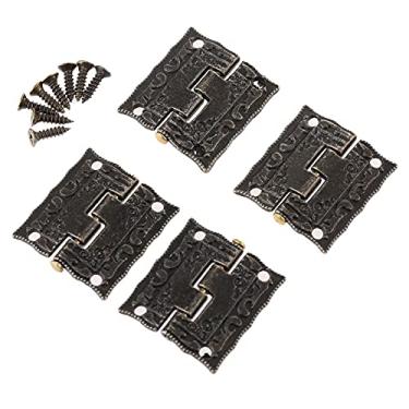 Imagem de U5GAAALPPQ9 4 peças 26 x 23 mm dobradiças de bronze antigo gaveta de porta de armário mini dobradiça decorativa para armazenamento de joias caixa de madeira