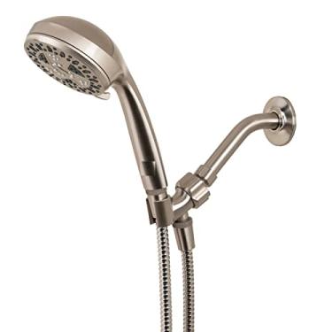 Imagem de Chuveiro de mão de 11,27 cm com 6 sprays, cabeça de chuveiro Mikalo de níquel escovado com chuveiros de mão Cabeças de chuveiro de mão Cabeças de chuveiro de mão Cabeças de chuveiro com configuração