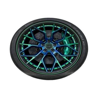 Imagem de Tapete De Borracha Antiderrapante Com Acento Dourado Para Roda De Carr