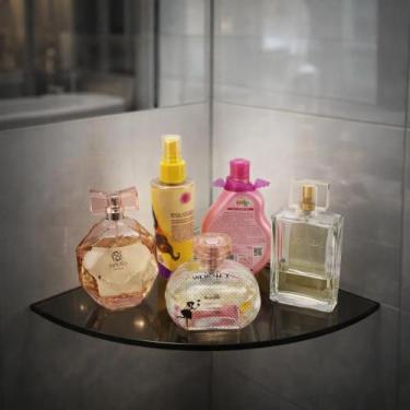 Imagem de Prateleira Canto Fumê Porta Shampoo Banheiro Fume 25X25cm - Casa dos V