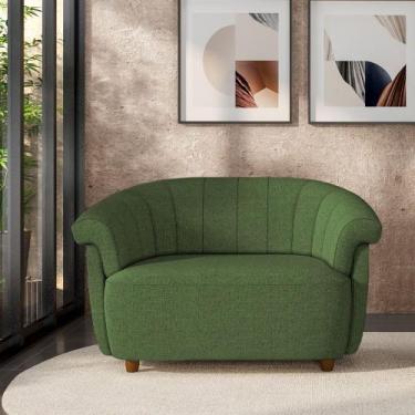 Imagem de Sofá Namoradeira Decorativa Latvia 150cm Pés de Madeira Linho Verde G4
