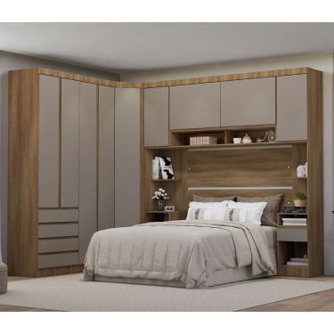 Imagem de Quarto de Casal Com Guarda Roupas e Mesas de Cabeceira 495cm Veneza Luciane Moveis