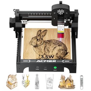 Imagem de ACMER Gravador a laser S1 de 3500 mW, máquina de gravação e corte compacta para artesanato DIY, pequenas empresas e fabricantes, área de trabalho de 130 × 130 mm, gravação detalhada de 0,04 mm para