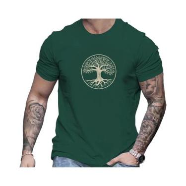 Imagem de Camiseta Esportiva Masculina De Verão Em Algodão Com Estampa De Pinhei