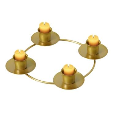 Imagem de Decoração de castiçal, metal dourado - guirlanda do advento, castiçais, para cozinha, sala de estar, quarto, casa de fazenda, restaurante, festa de Natal, casamento