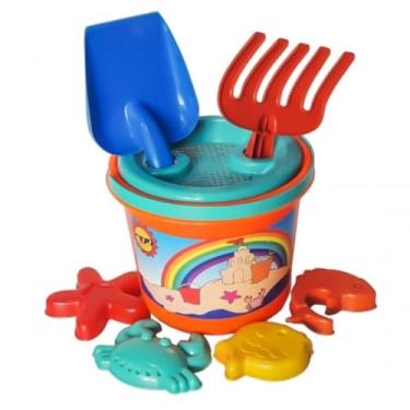 Imagem de Balde de Praia Infantil com Acessórios, Kit com Pá, Rastelo, Peneira e 4 Forminhas, Colorido (SORTIDA MENINO)