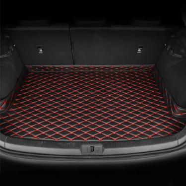 Imagem de Tapete de couro para porta-malas de carro para Porsche Taycan 2019-2024 - Protetor de bandeja de carga antiderrapante à prova d'água para porta-malas traseiro - Acessórios interiores com design de