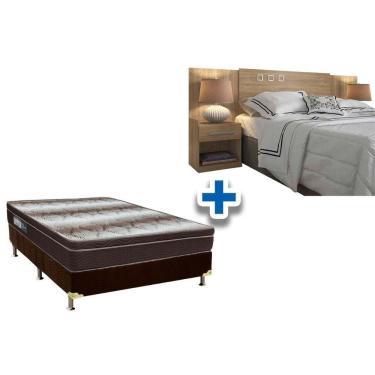 Imagem de Cama Box Casal Crc + Colchão Ortopédico Light Ortobom + Cabeceira Plus Atacama