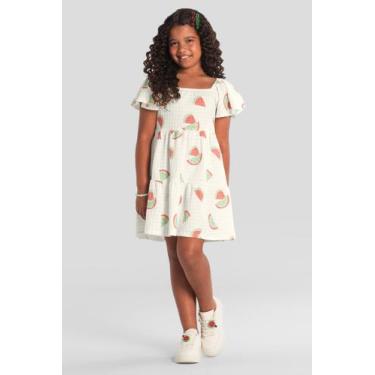 Imagem de Vestido infantil menina de melancia Brandili -Natural, Natural, 10