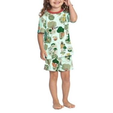 Imagem de Pijama Infantil Alakazoo Curto Brincando Verde - 19286-Unissex