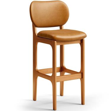 Imagem de Banqueta Alta Bar Cozinha Sala Jantar Fixa Betta L02 Imbuia Couríssimo Whisky - Lyam Decor