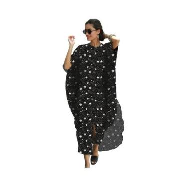 Imagem de Vestido Kaftan De Praia Com Botões Para Mulheres plus Size, Saída De P