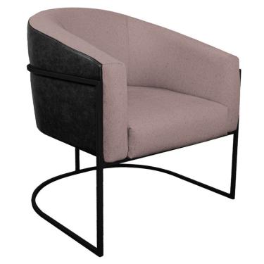 Imagem de Poltrona Luiza Base De Ferro Preto Preto E Linho Rosê