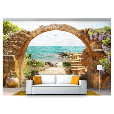 Imagem de Papel De Parede Paisagem Digital Praia Pedras  Dah38