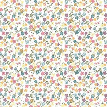 Imagem de Papel Parede Flores Coloridas Com Fundo Branco Adesivo Sala