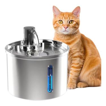 Imagem de 3l Fonte De Água De Aço Inoxidável Para Gatos E Cãe Newpet- Bivolt - o