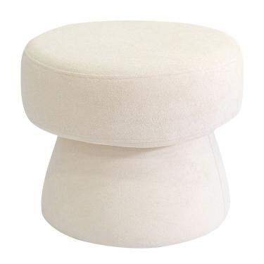 Imagem de Puff Decorativo Redondo Liz Sala De Estar Bouclé Off White - Nexta Casa